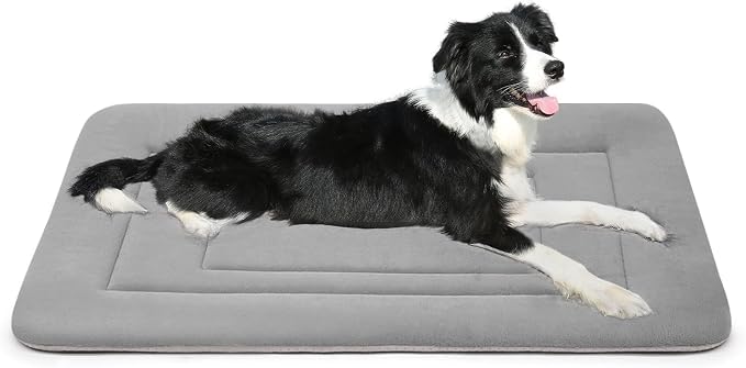 Dog Bed Soft Dog Crate Bed Pad Mat, 36 in Non Slip Bottom Washable Beds for Medium and Large Dogs, Pet Bed Mattress Kennel Pad, Clay Gray
