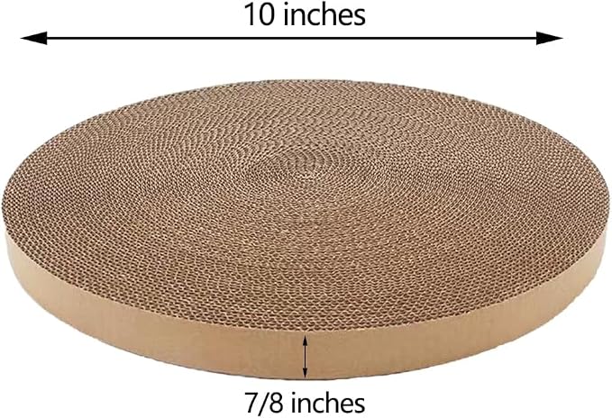 Round Cat Scratcher Replacement Pads, 10 inch Diameter, 2PCS | Circle Scratcher Pad, Cardboard Refill, 7/8 inch Thickness