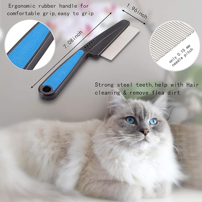 Cat Combs,Pet Comb Laiannwell Professional Grooming Comb for Dog/Cat/Small Pets(3 Packs)