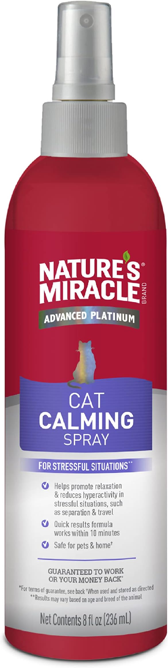 Nature's Miracle Cat Calming Spray, Stress-Reducing Formula, 8 oz | Promotes Relaxation, Reduces Hyper Activity & Anxiety, Non-Sedating, Works Within 10 Minutes
