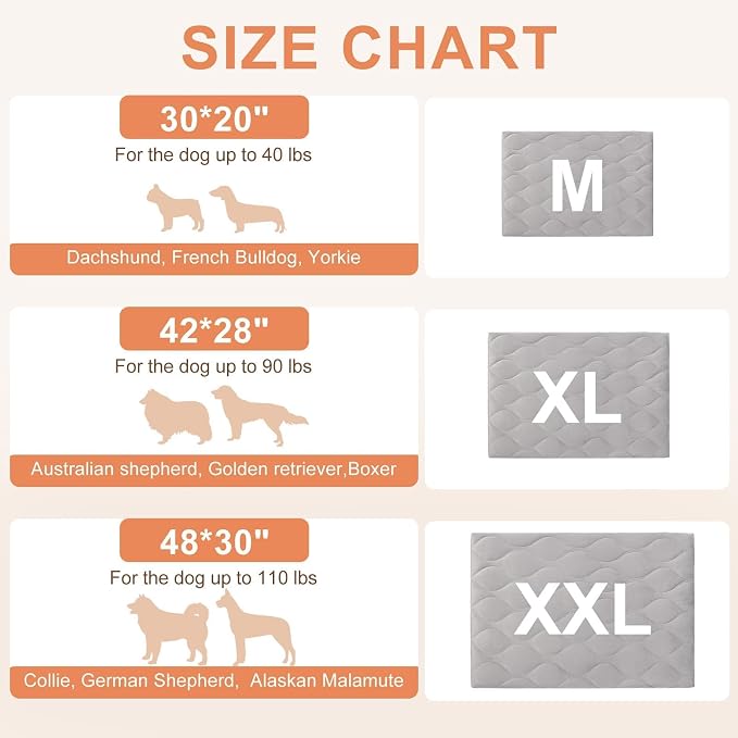 BEAUTYZOO Dog Crate Pad Washable Ultra Soft Pet Kennel Mat XLarge, 48" Gray | Ultra Soft Crate Pad,Anti-Slip Bottom,Waterproof Lining Protects Floors & Furniture,Comfortable Cozy Mats for Cage Car Travel