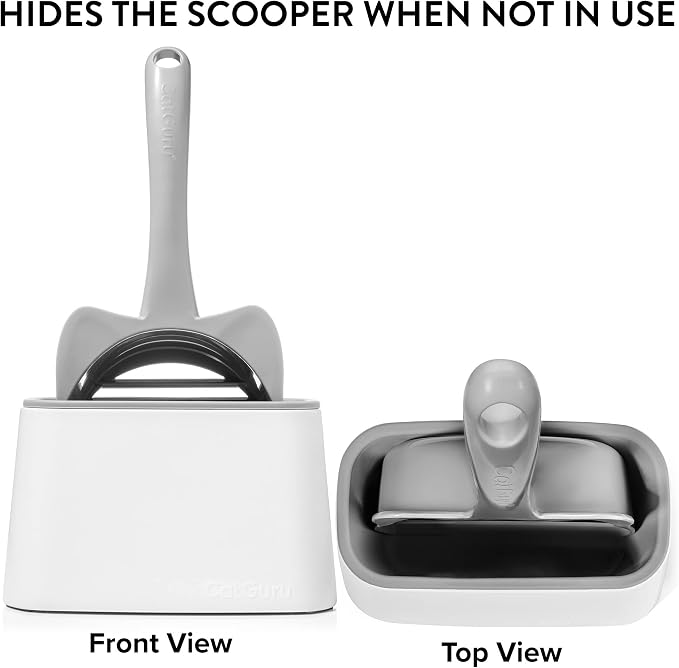 CatGuru Premium Cat Litter Scoop Holder – Heavy-Duty Scooper Storage Caddy, Scoop Stand for Kitty Litter Box, Fits Most Cat Litter Scoops (White)