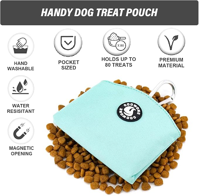 Dog Treat Pouch Magnetic Closure Small Dog Training Treat Pouch Pocket Sized Small Dog Treat Pouch with Clip (mint green)