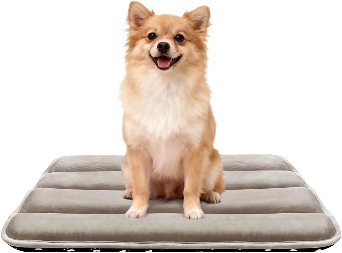 pobopobo Dog Crate Pad, Ultra Soft & Anti-Slip Kennel Mat, Secure Fit for Metal Crates & Dog Cages, Washable Cozy Bed for Small Medium Large Dogs (Light Brown, M(28"*16"*1.5"))