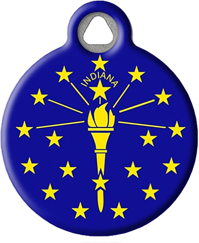 Personalized United States Flags Pet ID Tags for Dogs and Cats, Indiana Flag, Small