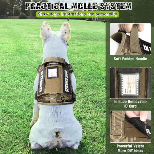 Tactical Service Dog Vest and Leash Set with 10 Patches Camo S