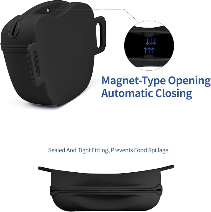 AUDWUD Magnetic Silicone Dog Treat Pouch with Adjustable Belt | Fits All Waist Sizes.Hands free with adjustable strap 31"-49.5",Magnetic spill proof seal for active,flexible