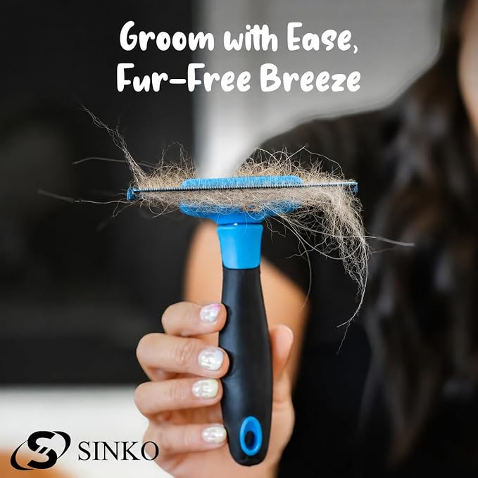 Sinko Deshedding Tool for Dogs & Cats, Pet Grooming Brush, Skin Friendly, Effectively Reduces Shedding by up to 95% for Short Medium Long Pet Hair (Blue)