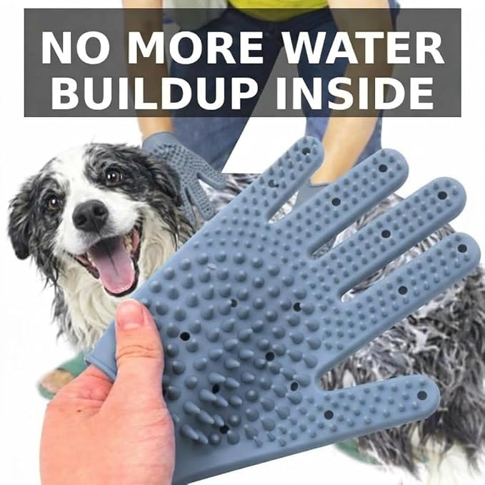 Pet Grooming Gloves for Cats & Dogs – Silicone Hair Removal Glove for Bathing, Shedding & Massage – Gentle Mitt for Long & Short Hair Pets with Drainage System