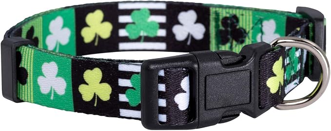 Native Pup St Patricks Dog Collar- Saint Patrick Green Shamrock Pet Collars- St. Patrick’s Lucky Irish- Cute Boy Girl Puppy Gift- Adjustable for Small, Medium, Large Breeds (Patterned Shamrock, Small)