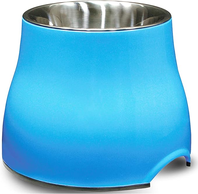 Dogit Elevated Dog Bowl, Stainless Steel Food & Water Dish for Dogs, Large, Blue