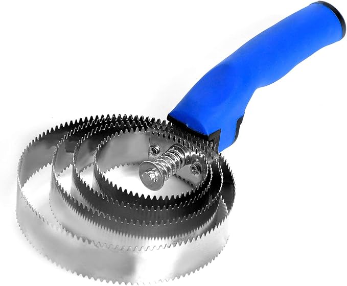 BOTH WINNERS Reversible Stainless Steel Curry Comb with Soft Touch Grip (Blue)