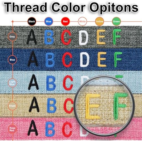 Personalized Cotton Hemp Dog Collar, Embroidered with Pet Name and Number