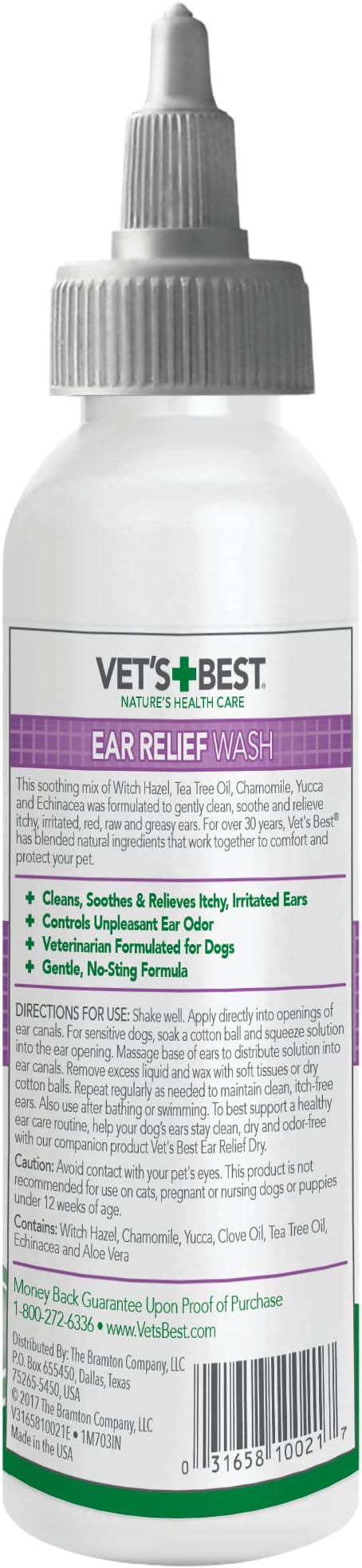 Vet's Best Dog Ear Relief Wash with Aloe, Chamomile & Tea Tree Oil, 4 oz
