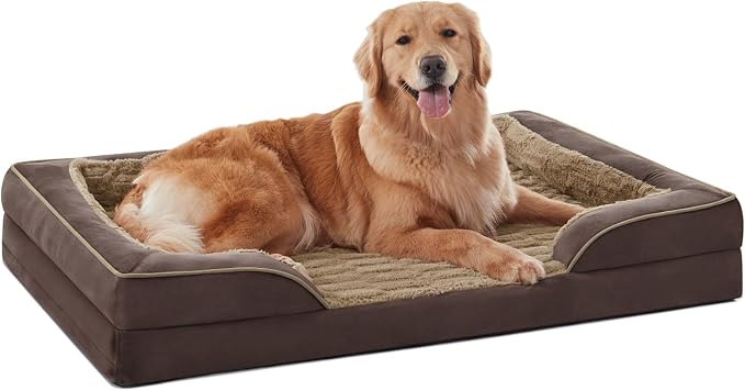 FURTIME Orthopedic Large Dog Bed, XL Waterproof Dog Beds, 42x35x6.5 Supportive Foam Pet Couch Bed with Removable Washable Cover and Nonskid Bottom