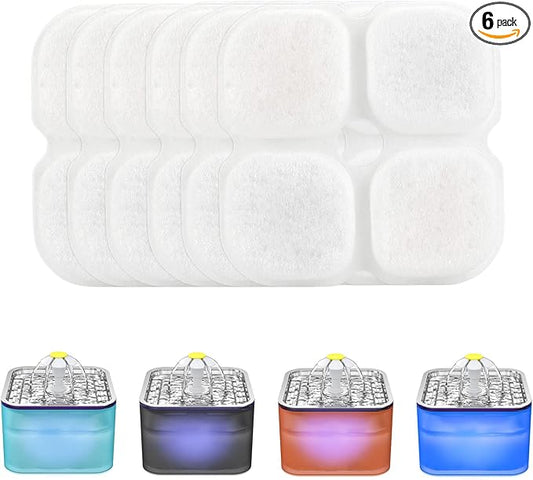 Wonder Creature Cat Fountain Filter Replacement, 6/8/6+6/12+12 Pack for Crystal Cat Water Fountain, 3L/101oz Pet Water Fountain Filters (6 Pack)