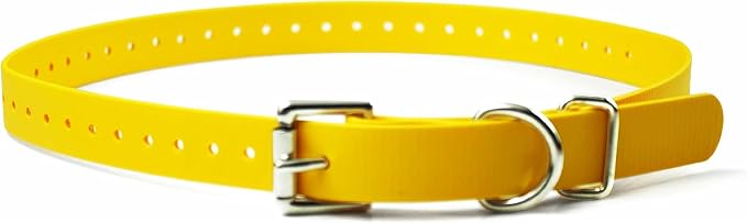 Educator Biothane Dog Collar, Waterproof, Odorproof, Metal Buckle and D Ring, Adjustable for Custom Fit, Cool and Comfortable, for Small, Medium, or Large Dogs, 3/4-Inch, Yellow