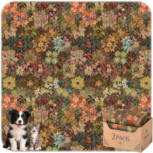 Washable Pee Pads for Dogs,Super Absorbent Reusable Puppy Potty Training Pads,Waterproof,Leak-Proof & Non-Slip Potty Pads for Floor,Whelping,Crates,Bed(Forest Bloom, 72"x72")