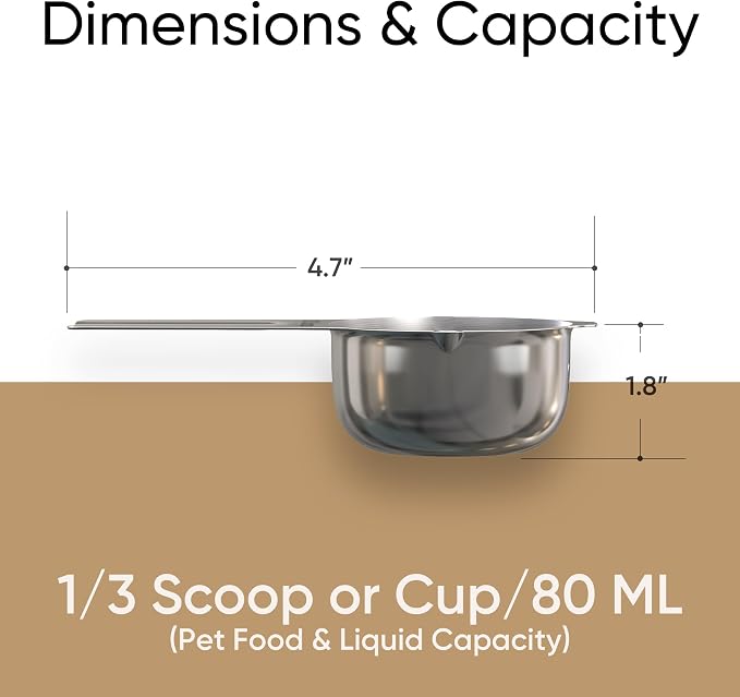 Color Up ⅓ Cup Pet Food Scoop – Stainless Steel Dog Food Scoop Cup – Rust-Resistant, Durable Measuring Scoop for Dogs, Cats, Birds & Rabbits – Ideal for Dry Food & Treats