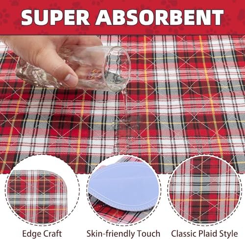 KOOLTAIL Reusable Puppy Pads, 2 Pack Washable Pee Pads for Dogs-Waterproof Non-Slip Plaid Puppy Training Pads, Absorbent Whelping Pads for Potty, Crate, Playpen, Bed, Sofa, Large Dog Mat, 31"x 36"