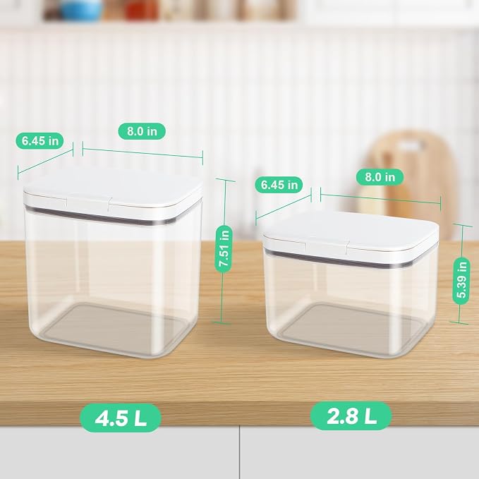 2 Pack Flour Sugar Storage Containers with Pop-to-Flip Lid 2.9 Qt + 4.75 Qt | Airtight Rice Container BPA Free Dog Food Holder Dog Treat Storage Kitchen Organizers