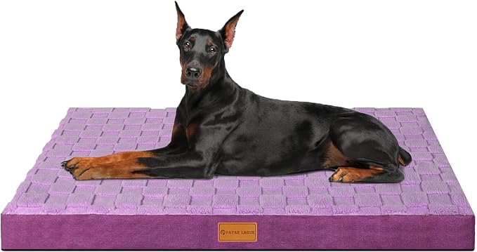 Patas Lague Orthopedic Large Dog Bed Washable Pet Crate Mat 56''X40'' Purple