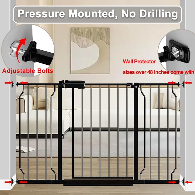 Fairy Baby Extra Wide Baby Gate 85.8-90.5 Inch Wide, Walk Through Pressure Mounted No Drill for Doorways, Long and Large Tension Gate for Pet and Kids