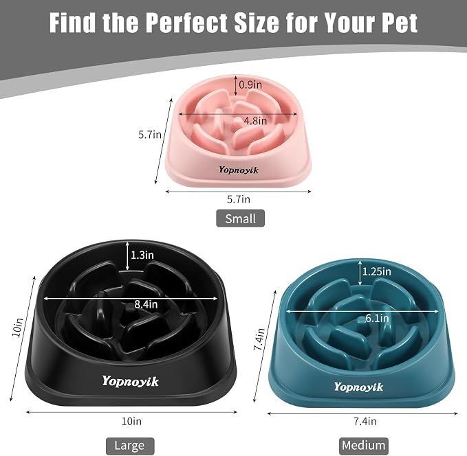 Yopnoyik Slow Feeder Dog Bowls for Healthy Eating, Non-Slip and Anti-Choking Design, Reduces Bloating & Overeating for Large Dogs, Easy to Clean