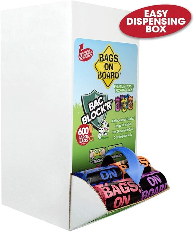 Bags on Board Premium Odor Blocking Dog PoopBags & Dispenser - Leakproof Waste Pick-Up-Bags (Pack of 1800)