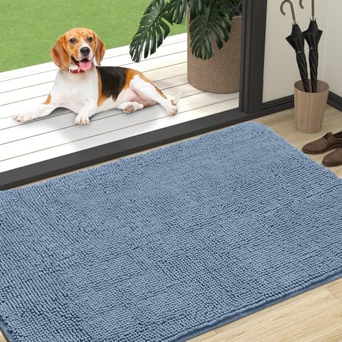 OLANLY Dog Door Mat for Muddy Paws 47x32, Super Absorbent Chenille Mud Mat