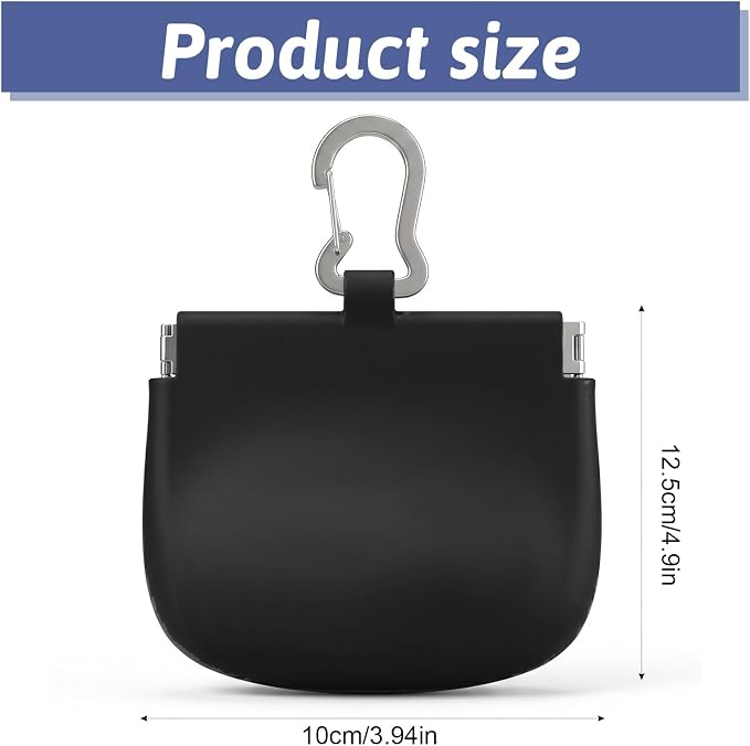Xinjoduz 1 PCS Silicone Dog Treat Pouch, Auto Closure, Small Pocket Sized Portable Training Bag Holder with Pull Tab & Auto Closing Lid for Easy Pet Travel/Training/Walking (Black)