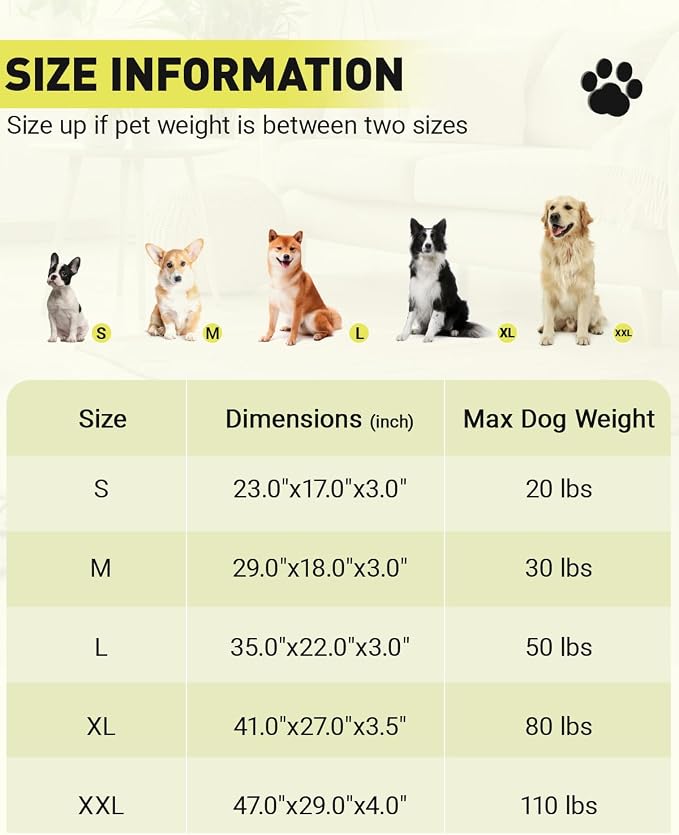 NUPIDA Washable Dog Bed for Large Dog, XL Crate Bed Plush Pet Kennel Pad with Non-Slip Bottom, Pet Sleeping Mat, 41x27 inch, Light Gray