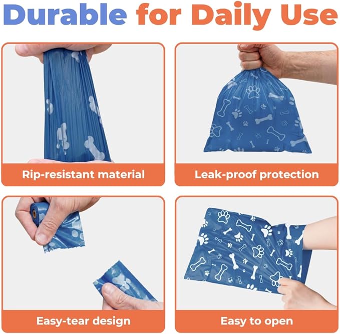 Best Pet Supplies Dog Poop Bags for Waste Refuse Cleanup, Doggy Roll Replacements for Outdoor Puppy Walking and Travel, Leak Proof and Tear Resistant, Thick Plastic - Loyal Blue, 240 Bags