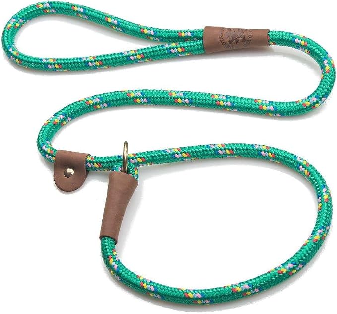 Mendota Pet Slip Leash - Dog Lead and Collar Combo - Made in The USA - Kelly Confetti, 1/2 in x 4 ft