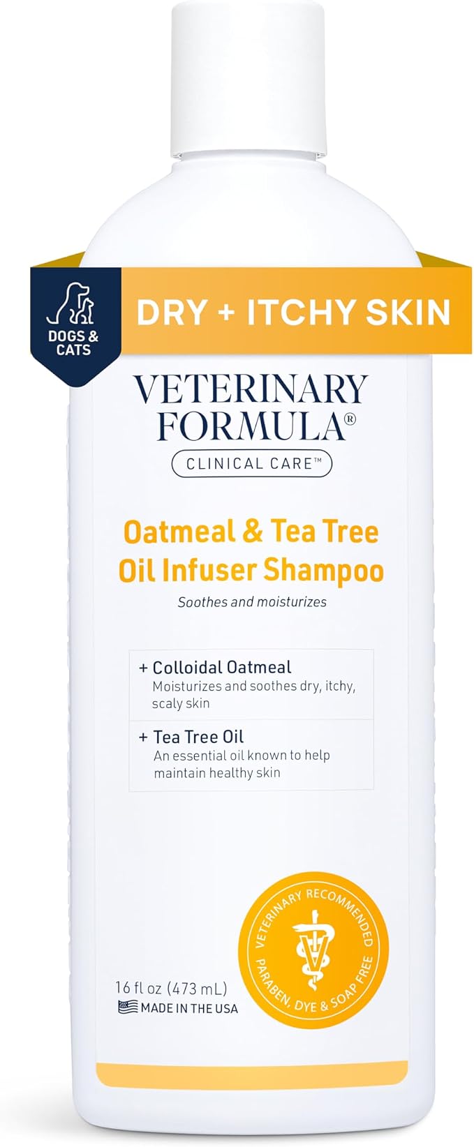 Veterinary Formula Clinical Care Oatmeal & Tea Tree Dog Shampoo, 16 oz | Gentle moisturizing care for dry, flaky skin and a soft, refreshed coat