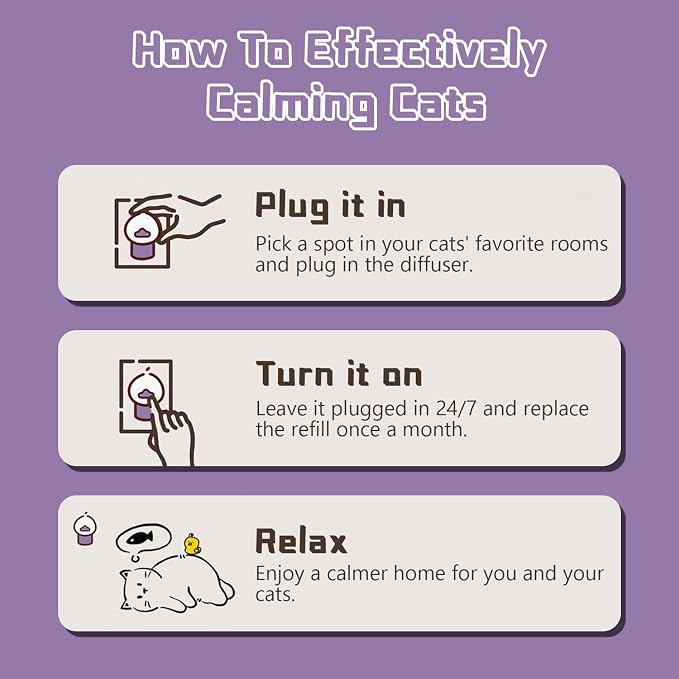 Cat Pheromone Calming Diffuser Kit 8 in 1 Calm Kit 2 Plug in + 6 Refills | 180 Days Supply Helps Reduce Stress-Related Behaviors Like Urine Spraying, Hiding, Scratching, Hissing