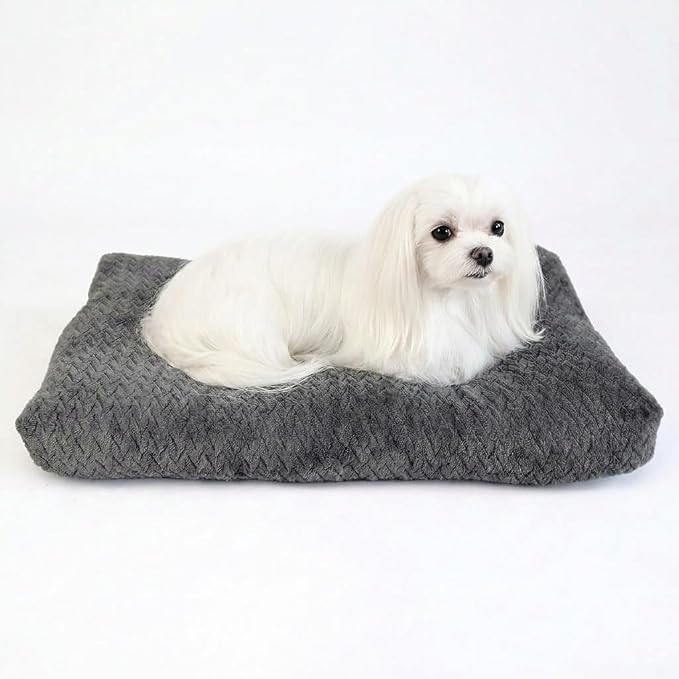 18 Inch Dog Crate Bed for Small Dogs and Puppies,Washable Puppy Crate Pad for Dog Cages,Soft Jacquard Flannel Kennel Mat with Anti-Slip Bottom,Fluffy Dog Bed for Toy Breeds,Dark Grey