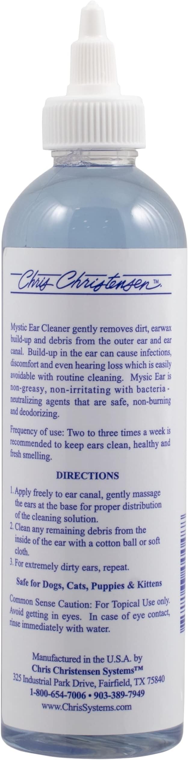 Chris Christensen Mystic Ear Cleaner for Dogs & Cats – Professional Grooming Solution for Ear Hygiene, Removes Debris & Wax, Quick-Drying Formula, Made in the USA, 8 oz