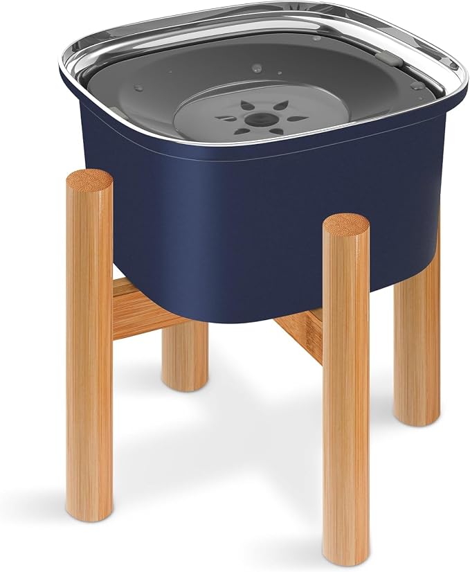 Decflow 3L Elevated Dog Water Bowl, Stainless Steel Raised Food Dispenser with Stand, Large Capacity No Spill Dog Water Bowl for Small, Medium and Large Dogs | Raised Feeder with Wood Stand, spill proof Design, Large Capacity, for Small Medium Large Do...