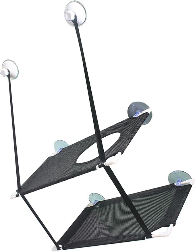 JTLB Cat Hammock, Double Layer Hanging Cat Bed with Strong Suction Cups, for Window Balcony Indoor Outdoor Use (Black 2 Layer)