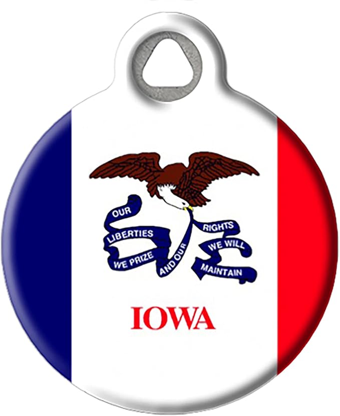 Personalized United States Flags Pet ID Tags for Dogs and Cats, Iowa Flag, Large