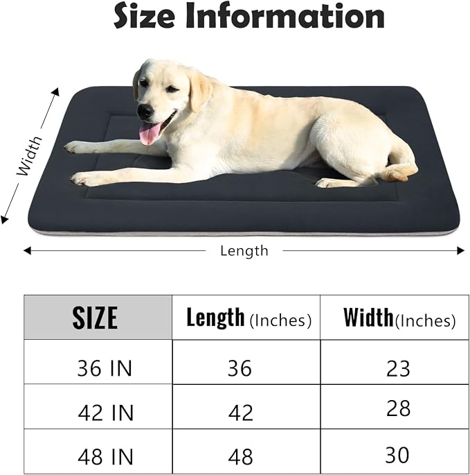 Large Dog Bed Soft Dog Crate Pad Mat, 42 in Non-Slip Bottom Washable Dog Sleeping Mattress Pet Beds Cat Bed Kennel Pad, Dark Blue Gray