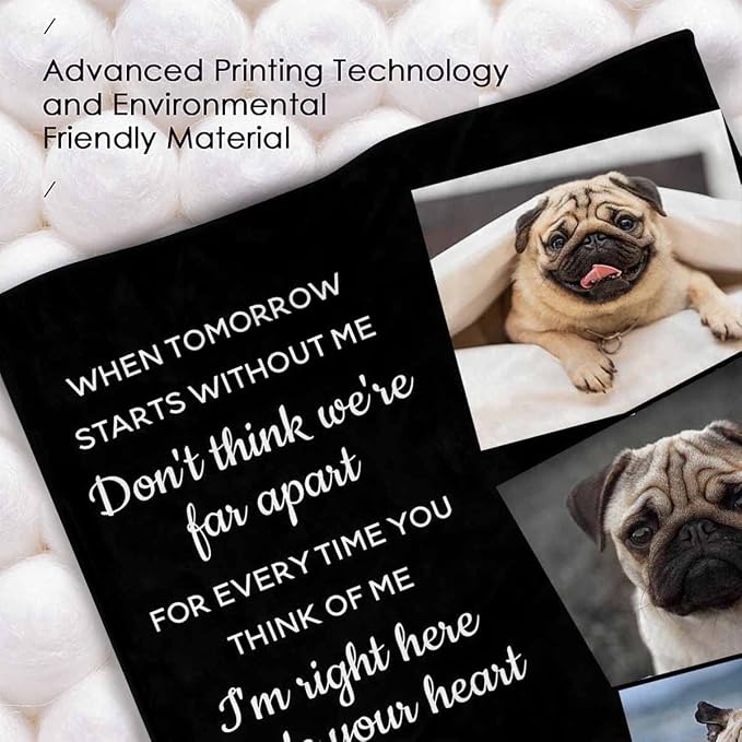 InterestPrint Personalized Memorial Blanket When Tomorrow Starts Without Me Customized Loss of Pet Dog Photo Fleece Throw Blankets Warm Bereavement Gift for Dog Mom 60X80 Inch