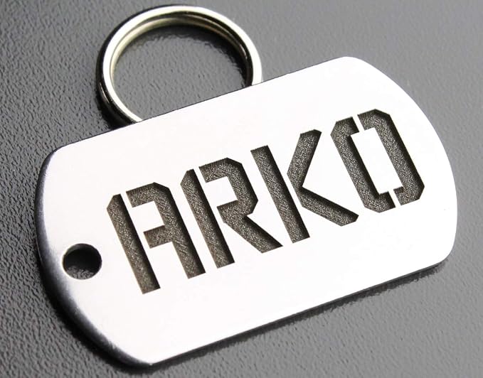 DEEP Custom Stainless Steel Pet ID Tags Front and Back Engraved Dog Tags Personalized for Dogs and Cats (Military Dog TAG 7/8" x1-1/2)