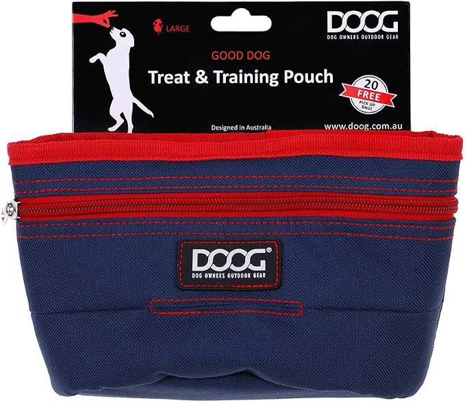 DOOG Treat & Training Pouch - Navy/Red | Clip-On Pouch for Dog Walks & Training