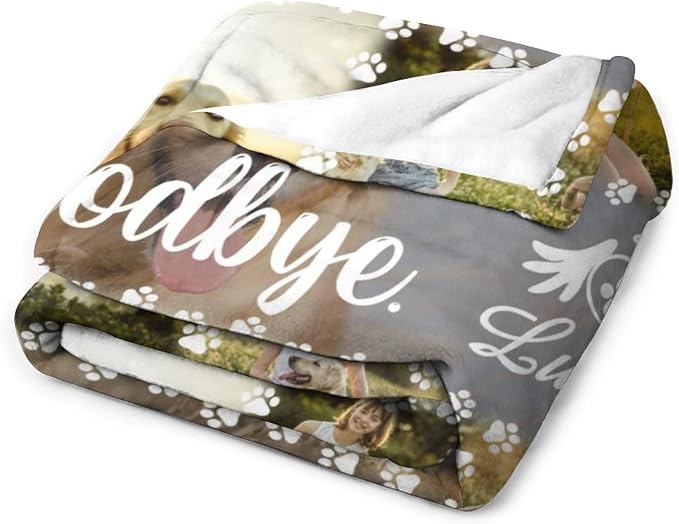 Artsadd Customized Pet Memorial Blanket - Personalized Dog Cat Pet Blanket Throws - 30"x40" Multicolor Fleece Throw Blanket