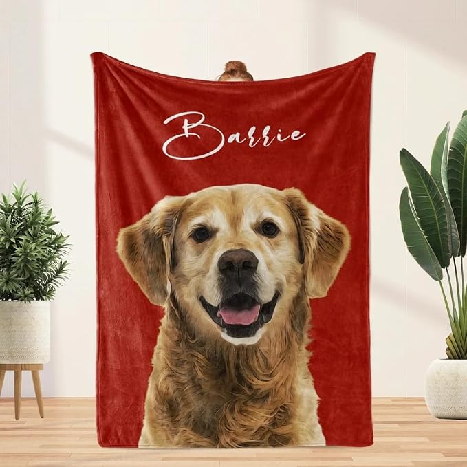 Pamaheart Custom Dog Face Blankets, Personalized Pet Photo Blanket, Fleece Dog Blankets, Customized Photo Throws, Dogs Dad Gifts, Pet Lover Gifts, Memorial Gift /18