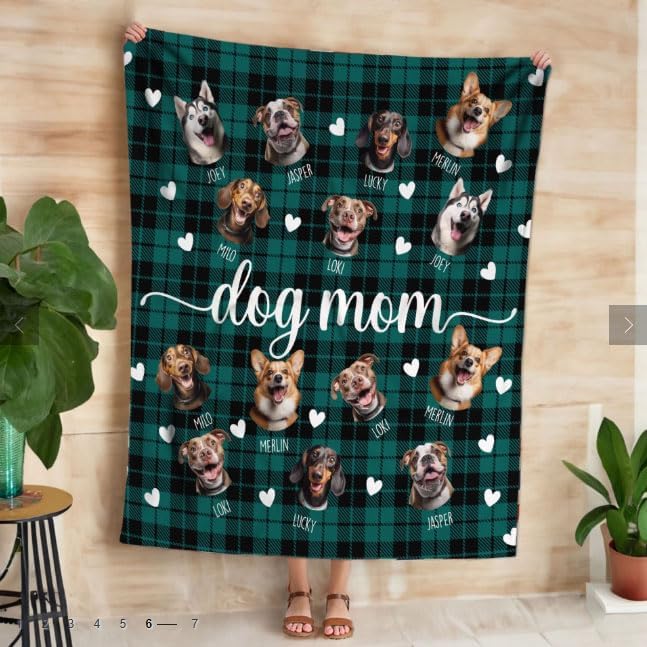 Pamaheart Custom Dog Face Blankets, Personalized Pet Photo Blanket, Fleece Dog Blankets, Customized Photo Throws, Dogs Dad Gifts, Pet Lover Gifts, Memorial Gift /26