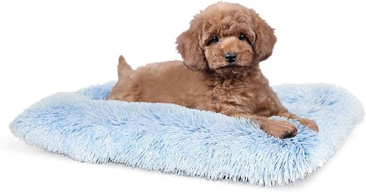 nononfish Dog Crate Bed for Small Dogs Washable Orthopedic Flat for Inside Crate Cages Kennel House Sofa Plush Comfy Sleeping,Gradient Blue 24 in