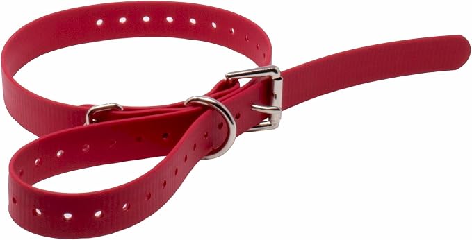 E-Collar Educator 3/4" Biothane Dog Collar Strap, Red | Waterproof Biothane, Metal Buckle & D-Ring, Adjustable 33", Fits Compatible Educator 3/4" Receivers